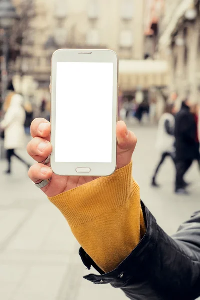 Leerer Bildschirm auf dem großen Handy — Stockfoto