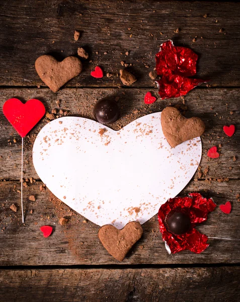 Hart vorm papier met Valentine decoratie — Stockfoto