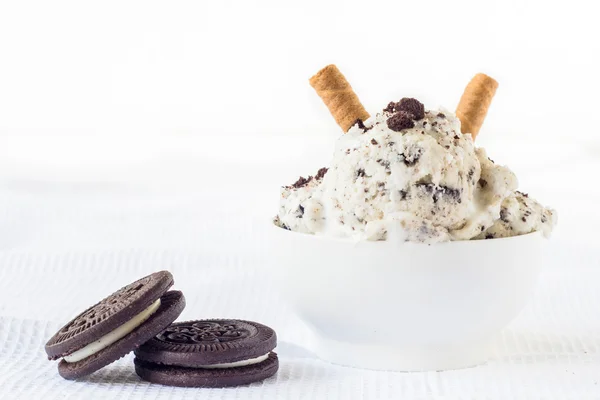 cookies and cream ice cream scoop refreshment sweet summer clipping path on  white background Stock Photo