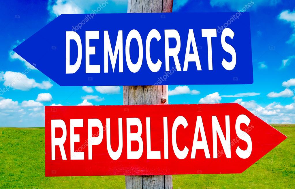 Republican and Democrat sign