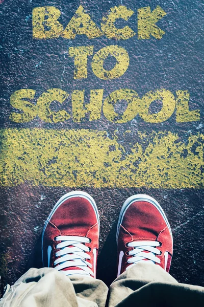 Teenage standing above back to school — Stock fotografie