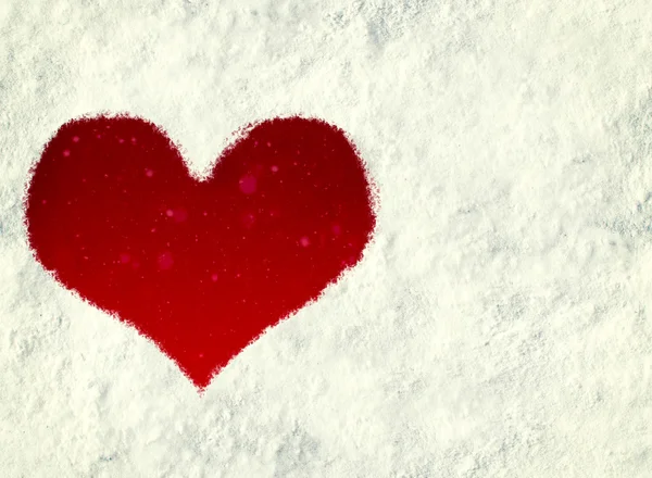 Stampa del cuore sulla neve — Foto Stock