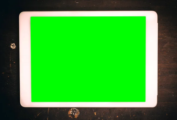 緑の画面のタブレットは — ストック写真