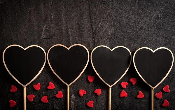 Μαυροπίνακες σχήμα καρδιές — Φωτογραφία Αρχείου