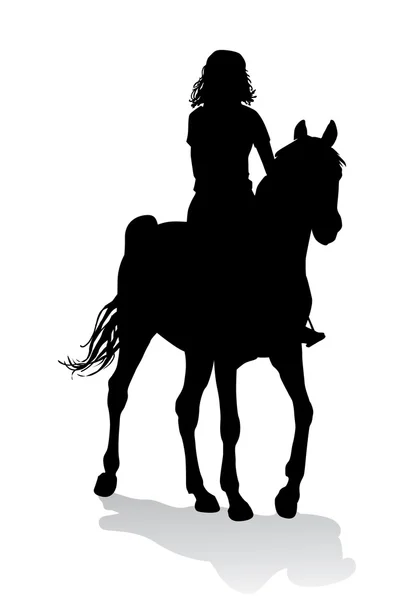 Fille sur cheval — Image vectorielle