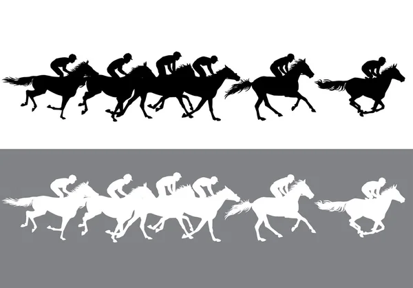 Silueta de carreras de caballos — Vector de stock