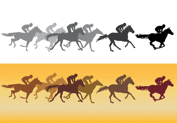 Silueta de carreras de caballos — Vector de stock