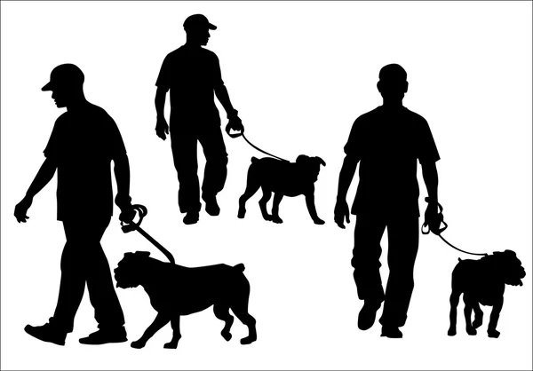 Hombre caminando con un perro — Archivo Imágenes Vectoriales