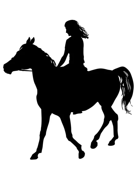 Fille sur cheval — Image vectorielle