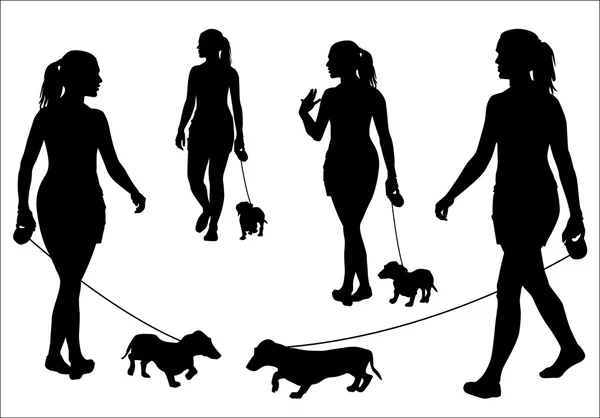Девушка с собакой — стоковый вектор