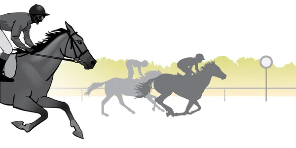 Silhouette de course de chevaux — Image vectorielle