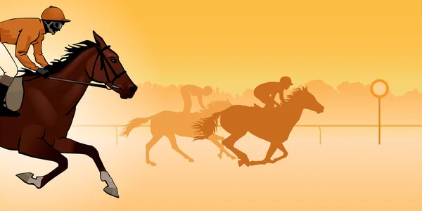 Silhueta de corrida de cavalos, imagem de cor —  Vetores de Stock