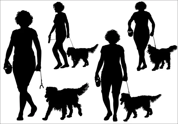 WOman avec un chien — Image vectorielle