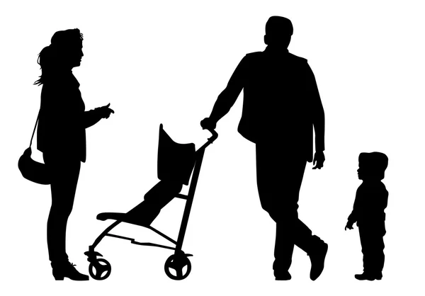 Famille à pied — Image vectorielle