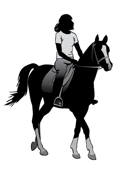 Fille sur cheval — Image vectorielle