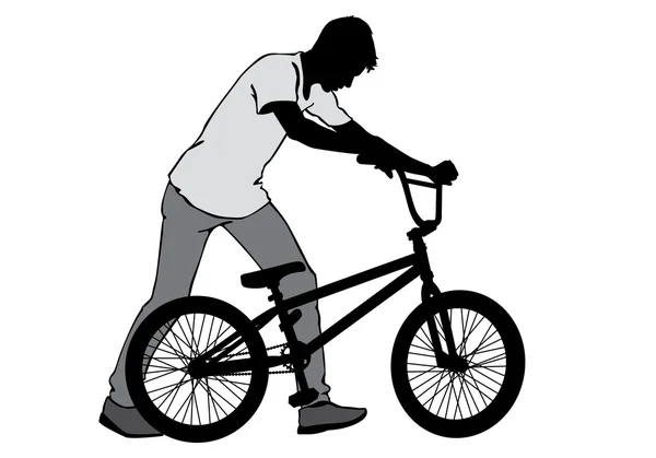 Boy with a bicycle — Stock Vector