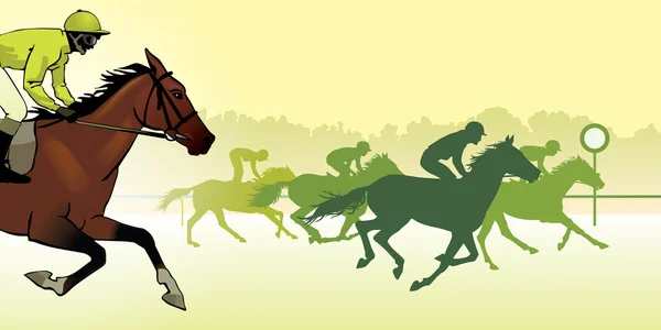 Koňské dostihy silueta, barevný obraz — Stockový vektor