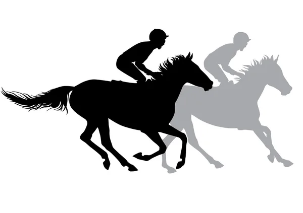 Two jockeys riding horses. — Stock Vector