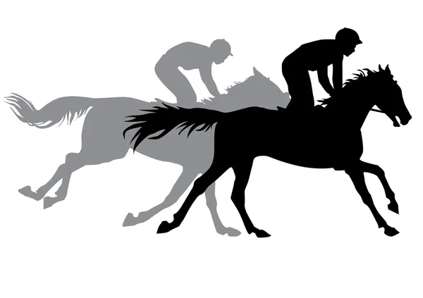 Two jockeys riding horses. — Stock Vector