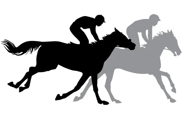 Két zsoké lovaglás lovak. — Stock Vector