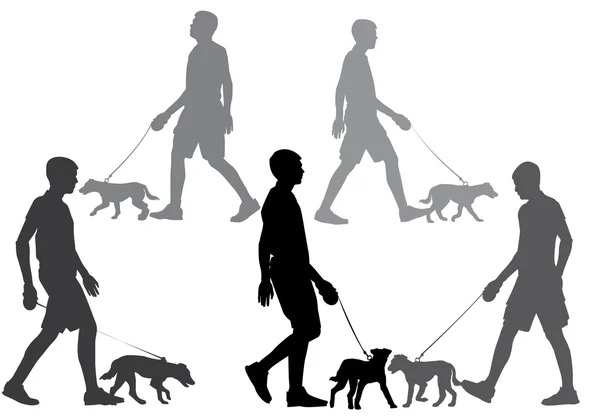 Uomo che cammina con un cane — Vettoriale Stock