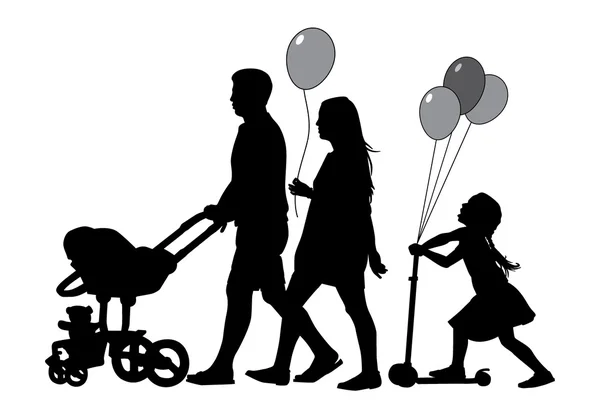 Famille à pied — Image vectorielle