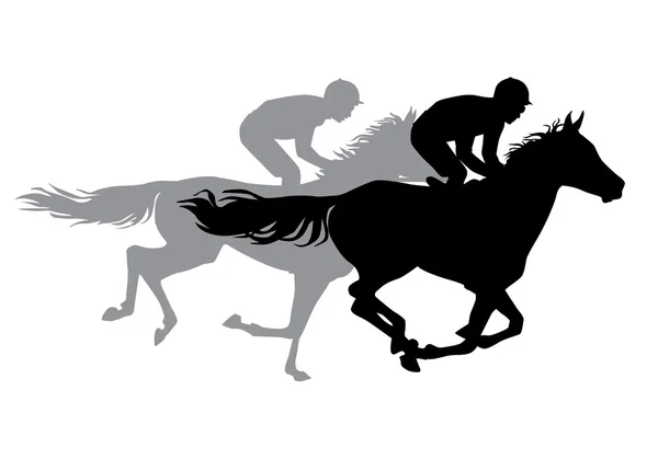 Two jockeys riding horses. — Stock Vector