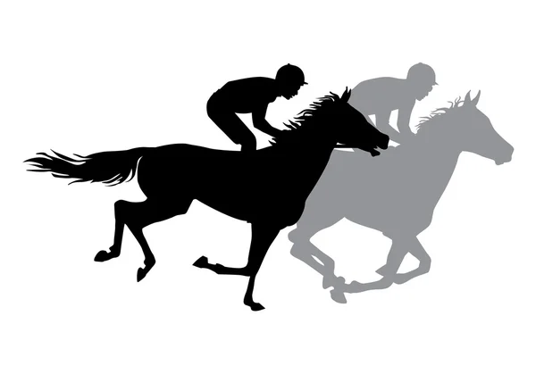 Two jockeys riding horses. — Stock Vector