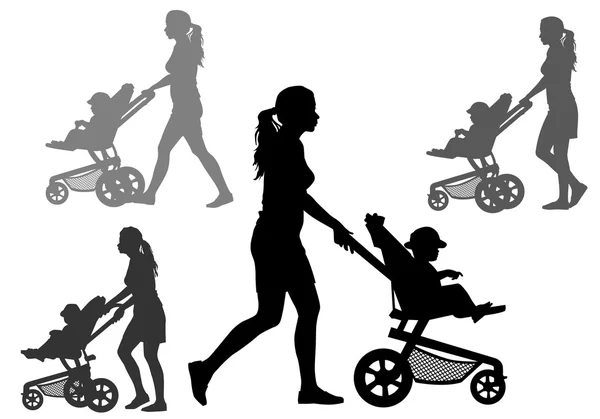 Mãe com crianças em passeio —  Vetores de Stock