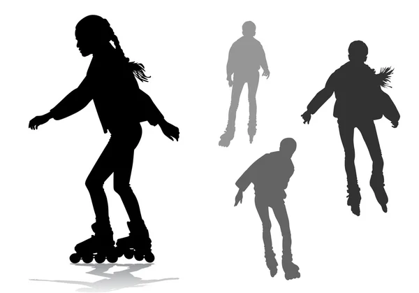 Fille sur patins à roulettes — Image vectorielle