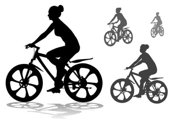 骑自行车的女孩 — 图库矢量图片#