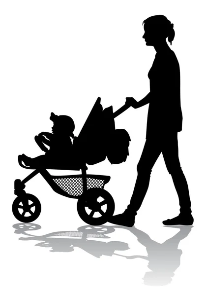 Mère avec enfant à pied — Image vectorielle