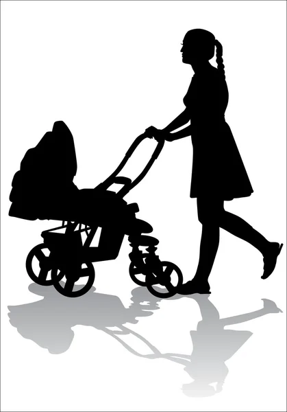 Mamma med barn på promenad母亲与孩子在散步 — 图库矢量图片
