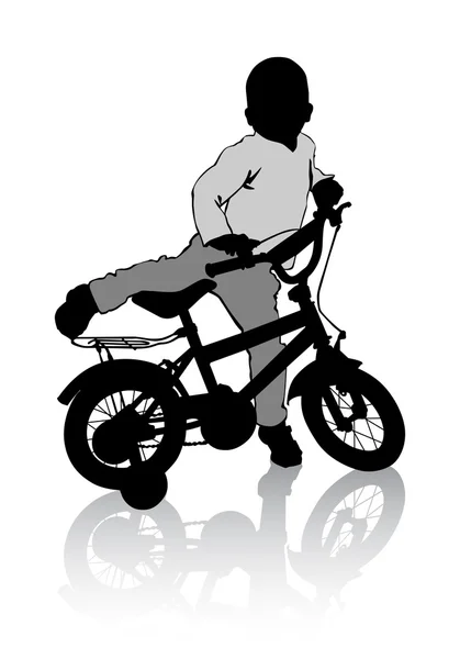 Niño en bicicleta — Vector de stock