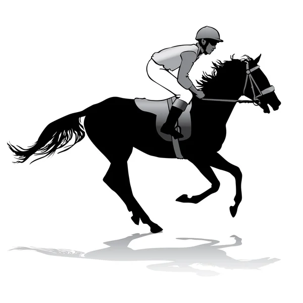 Jockey auf dem Pferd — Stockvektor