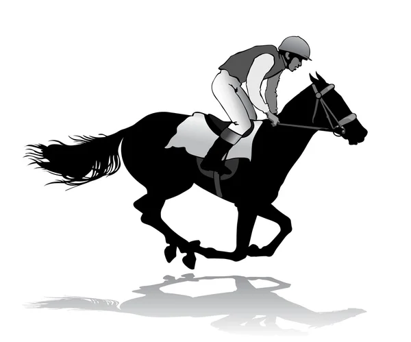 Jockey a caballo — Vector de stock