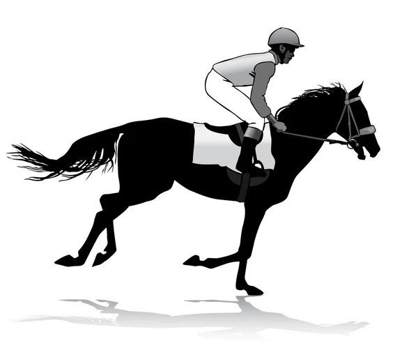 Jockey a caballo — Vector de stock