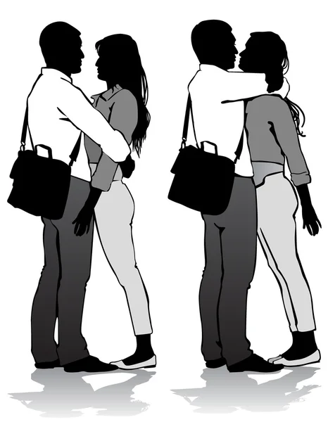 Couple câlin baiser — Image vectorielle
