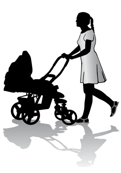 Madre con bambino a piedi — Vettoriale Stock