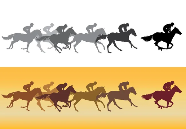 Silhouette de course de chevaux — Image vectorielle