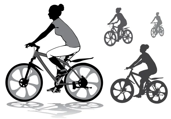 Flicka på cykel — Stock vektor