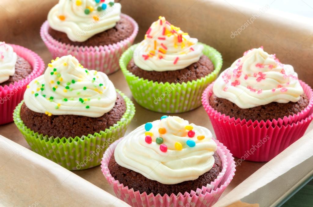 Colourful Chocolate Cupcakes
