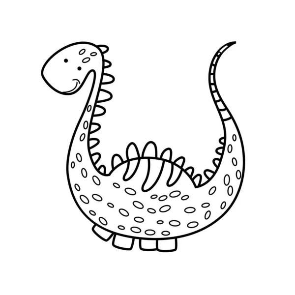 Ilustración Dinosaurio Diplodocus Estilo Doodle Objeto Aislado Sobre Fondo Blanco — Vector de stock