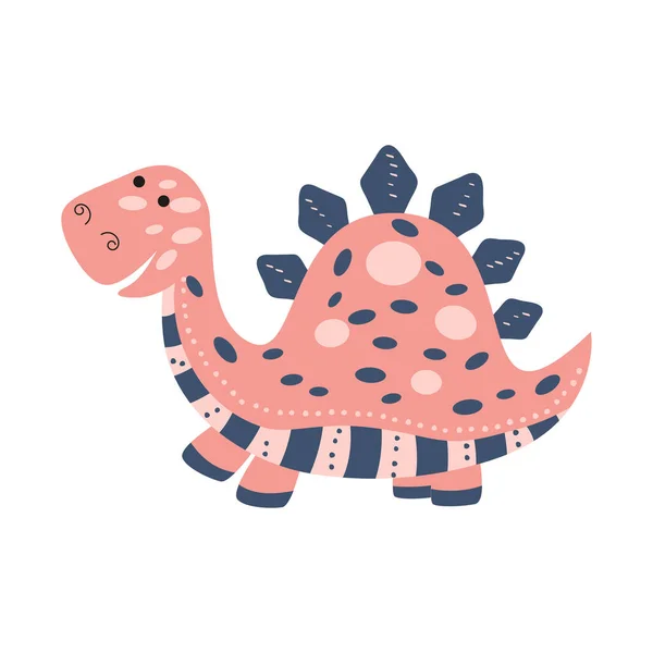 Illustration Dinosaurier Stegosaurus Stil Eines Cartoons Ein Isoliertes Objekt Auf — Stockvektor