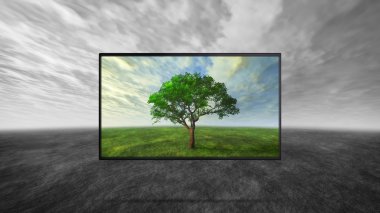tv ekranı loş gri arka plan renk karşıtlığını
