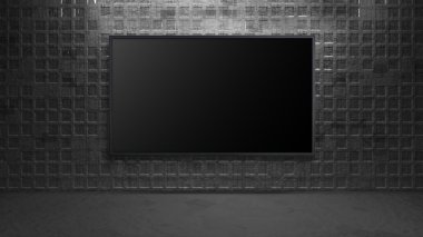Metal kare duvar üzerinde LED tv ekranı devre dışı