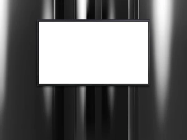 TV de pantalla ancha en blanco con pared de platino blanco —  Fotos de Stock