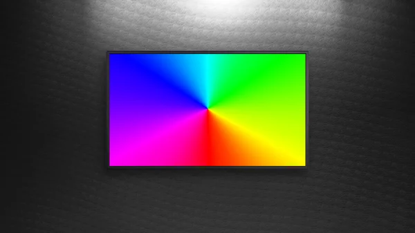 검은 벽과 다채로운 Rgb led Tv 디스플레이 — 스톡 사진