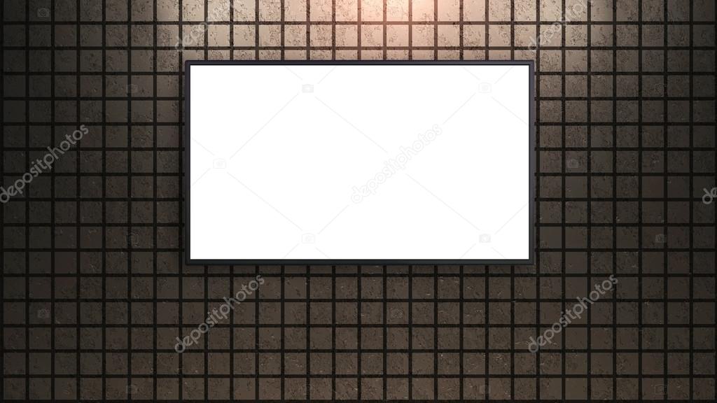 led tv display on square brick wall