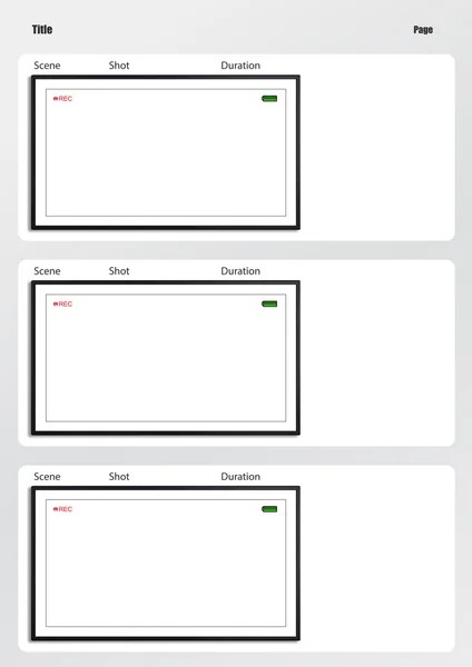 Camera viewfinder storyboard template 3 frame — Stock Photo, Image